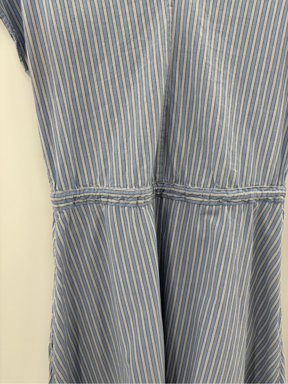 Closed Blue White Striped Cotton Drawstring Waist midi Dress Cap Sleeve size xs - Picture 7 of 9